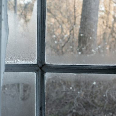 white window with curtain
