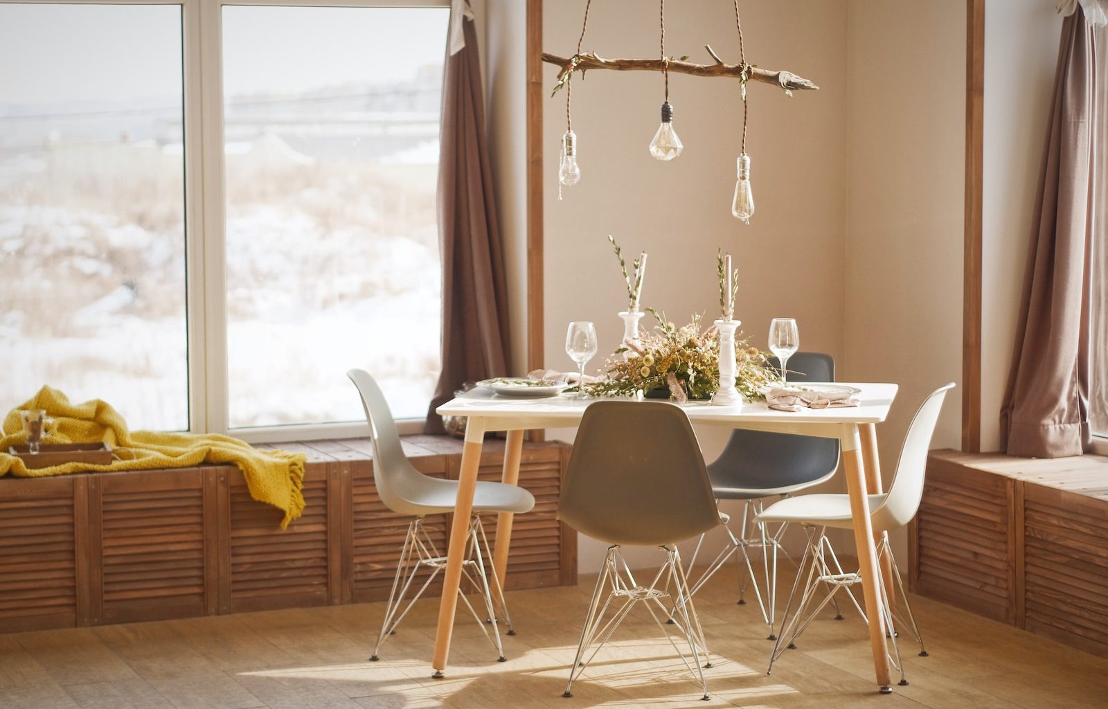 white wooden dining table set during daytime