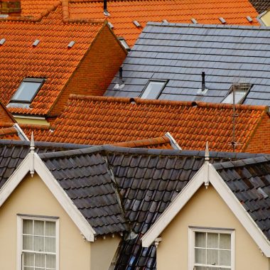 bird's eye view of assorted-color roof tiles