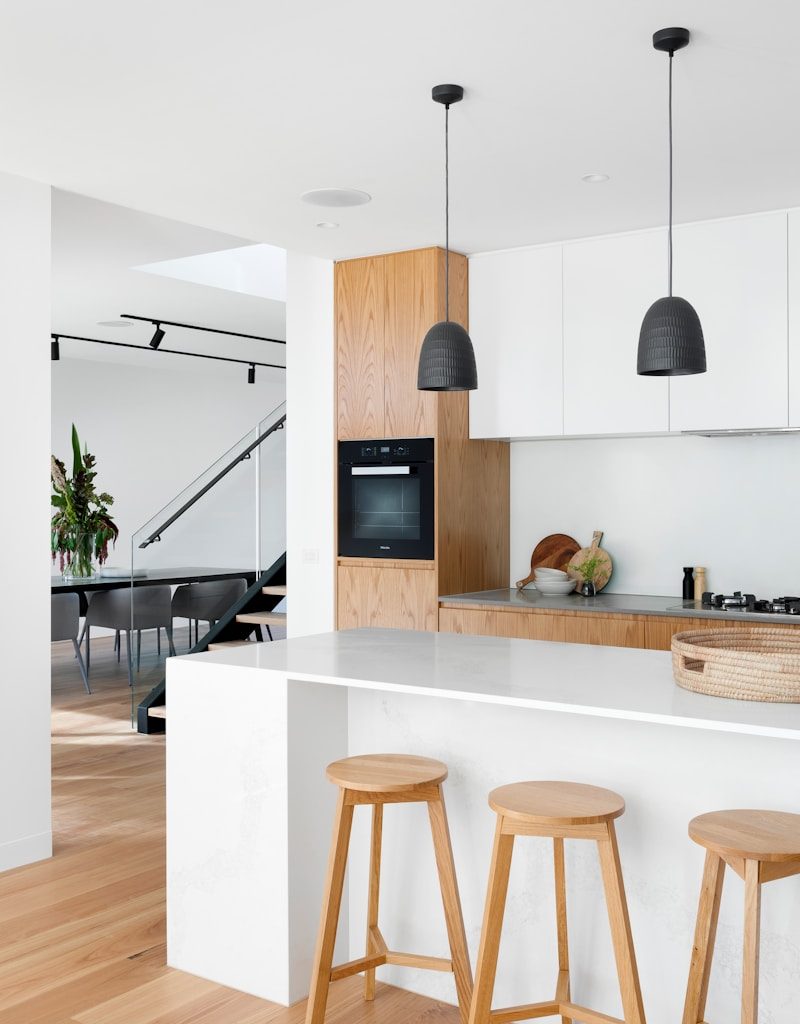 black and white kitchen island