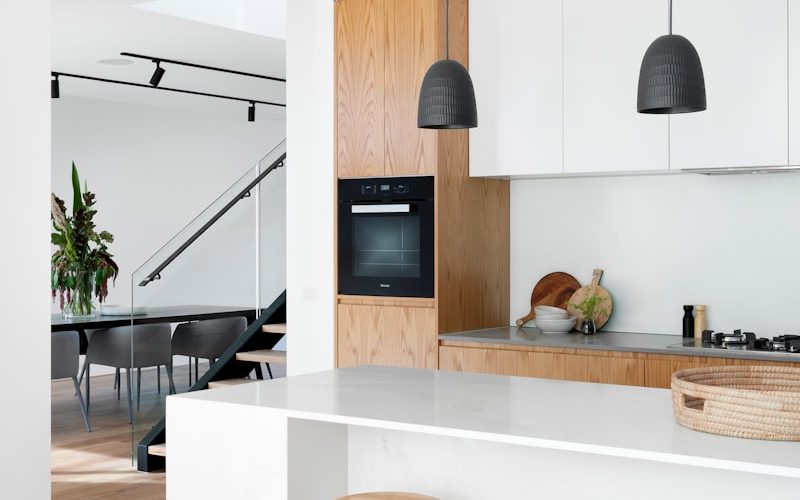 black and white kitchen island