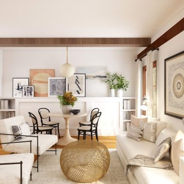 white and brown living room set