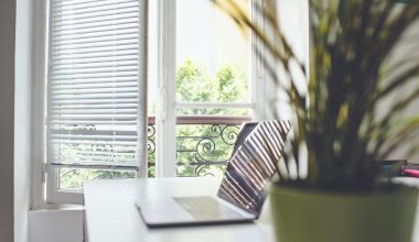 white and black striped chair near window