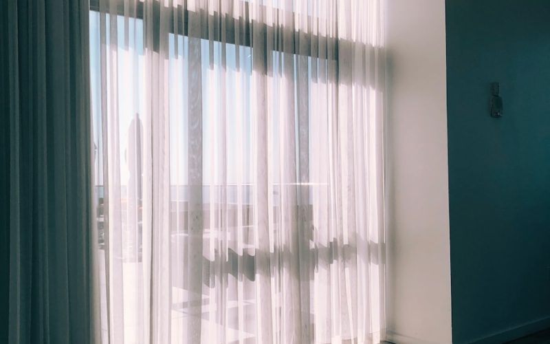 white glass panel curtains