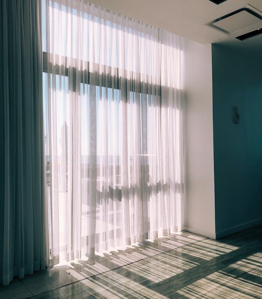 white glass panel curtains