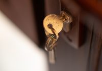 a close up of a key on a door