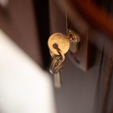 a close up of a key on a door