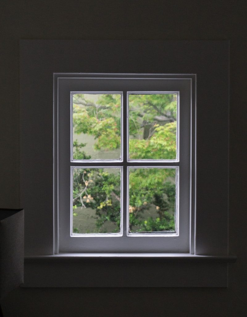 gray wooden windowpane