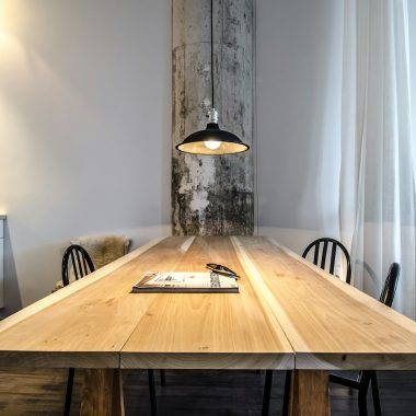 brown wooden table with chairs