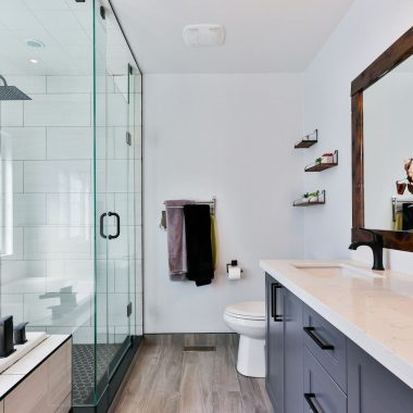modern bathroom with shower and vanity